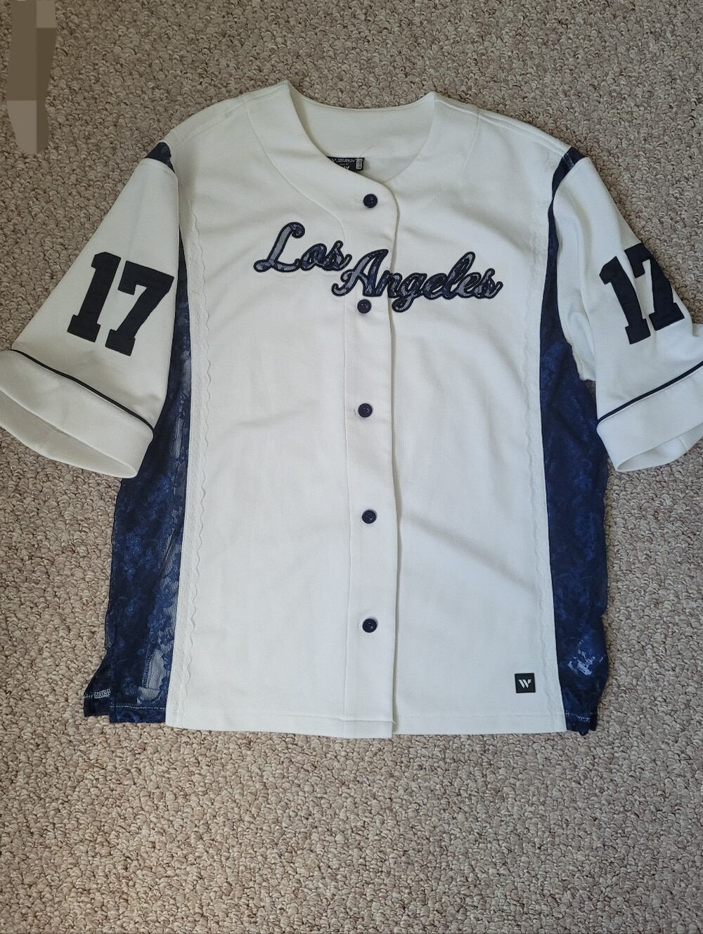 Anthropologie Los Angeles Baseball Button Down Shirt With Number 17 On Sleeves
